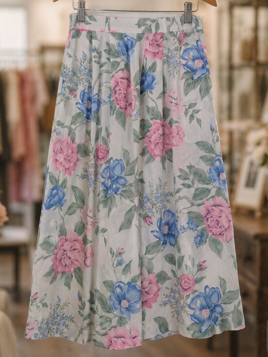 Source Unknown Dresses & Skirts - Romantic Cottagecore Floral Midi Skirt Pastel Garden Prairie Skirt M Summer